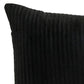 12" X 24" Black and White Striped Velvet Throw Pillow