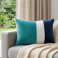 12" X 24" Navy Blue Striped Velvet Throw Pillow