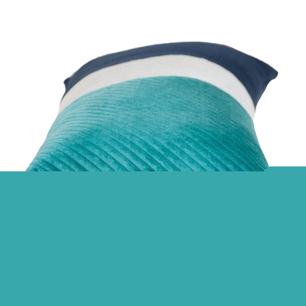 12" X 24" Navy Blue Striped Velvet Throw Pillow