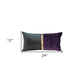 12" X 24" Dark Gray And Purple Color Block Velvet Lumbar Throw Pillow