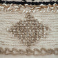 18" Beige and Brown Cotton Abstract Round Footstool