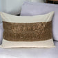 Glam Beige with Golden Sequins Lumbar Throw Pillow