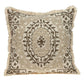 18" Beige And Brown Geometric Cotton Blend Throw Pillow with Fringes And Texture