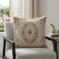 18" Beige And Brown Geometric Cotton Blend Throw Pillow with Fringes And Texture