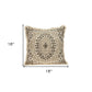 18" Beige And Brown Geometric Cotton Blend Throw Pillow with Fringes And Texture
