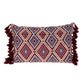 14" X 20" Blue Burgundy And Cream Abstract Cotton Blend Throw Pillow with Tassels