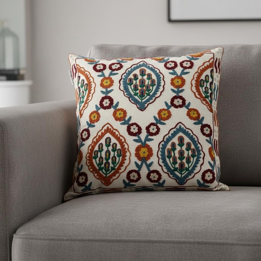 18" MULTICOLOR Cotton Blend Throw Pillow