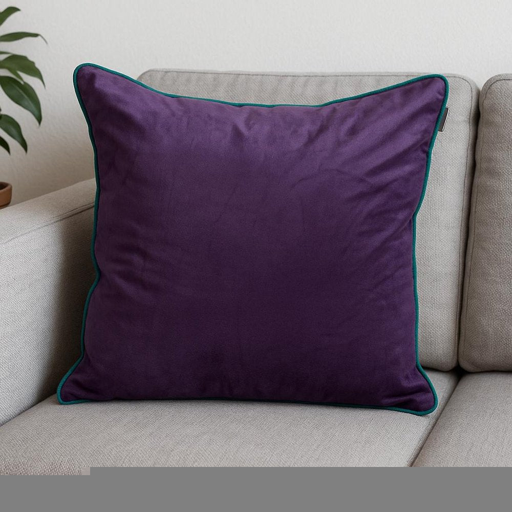 20" Purple And White Velvet Throw Pillow