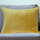 Yellow Quilted Velvet Zig Zag Decorative Lumbar Pillow