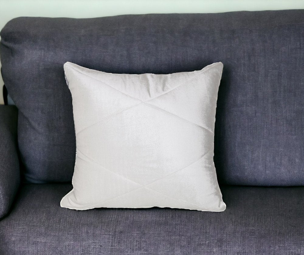 20" White Cotton Blend Throw Pillow