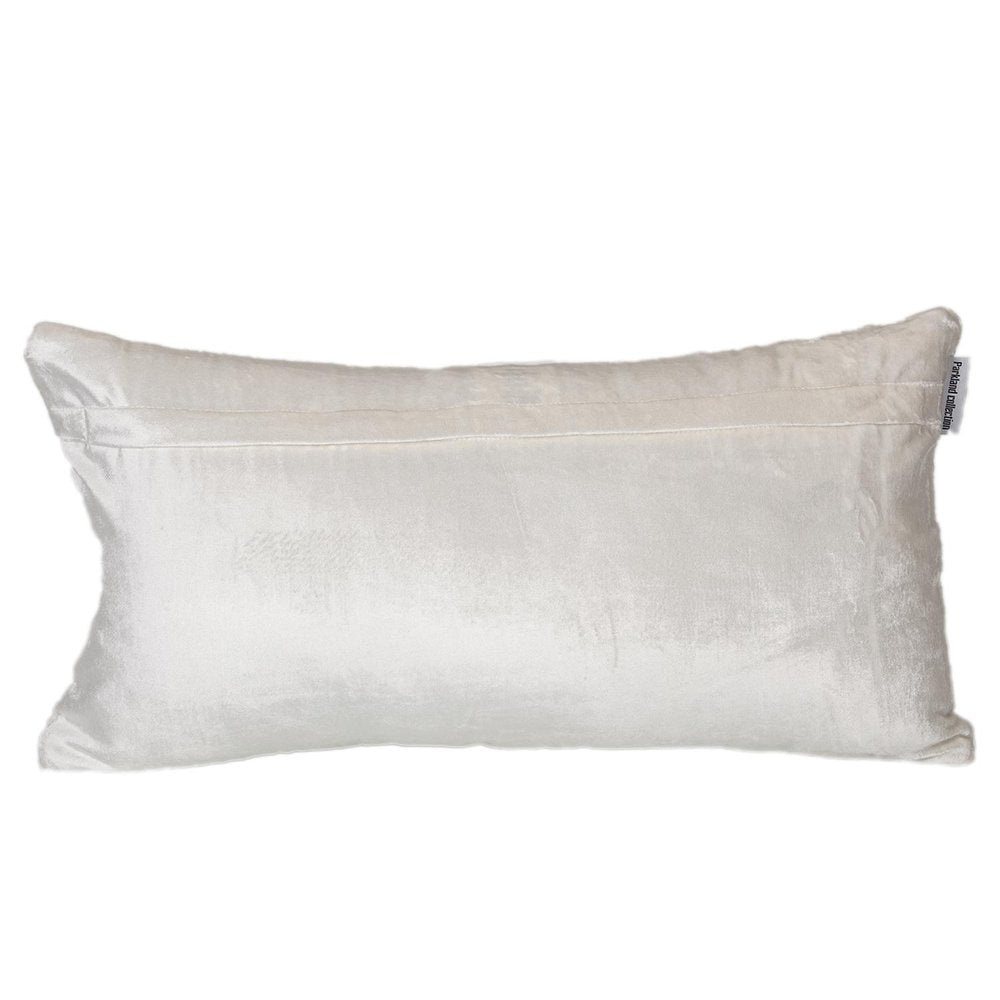 12" X 24" White Velvet Lumbar Throw Pillow