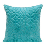 Aqua Quilted Velvet Geo Decorative Throw Pillow
