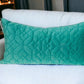 Aqua Quilted Velvet Geo Lumbar Decorative Pillow