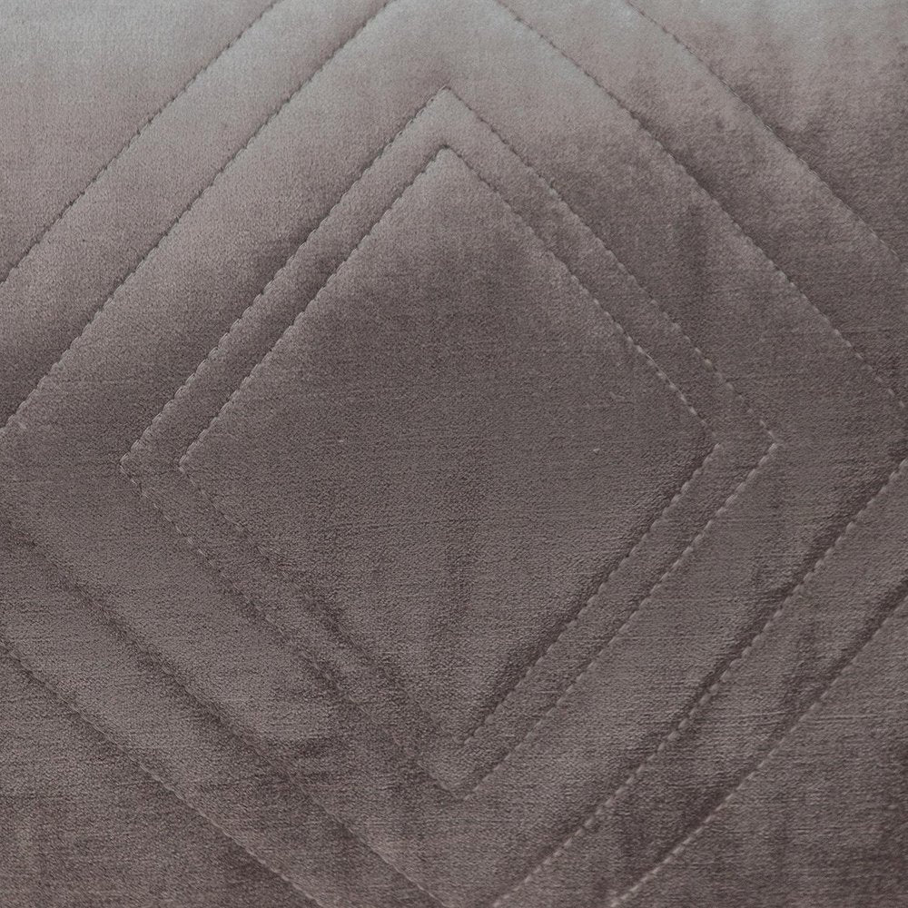 Taupe Quilted Diamonds Velvet Solid Color Lumbar Pillow