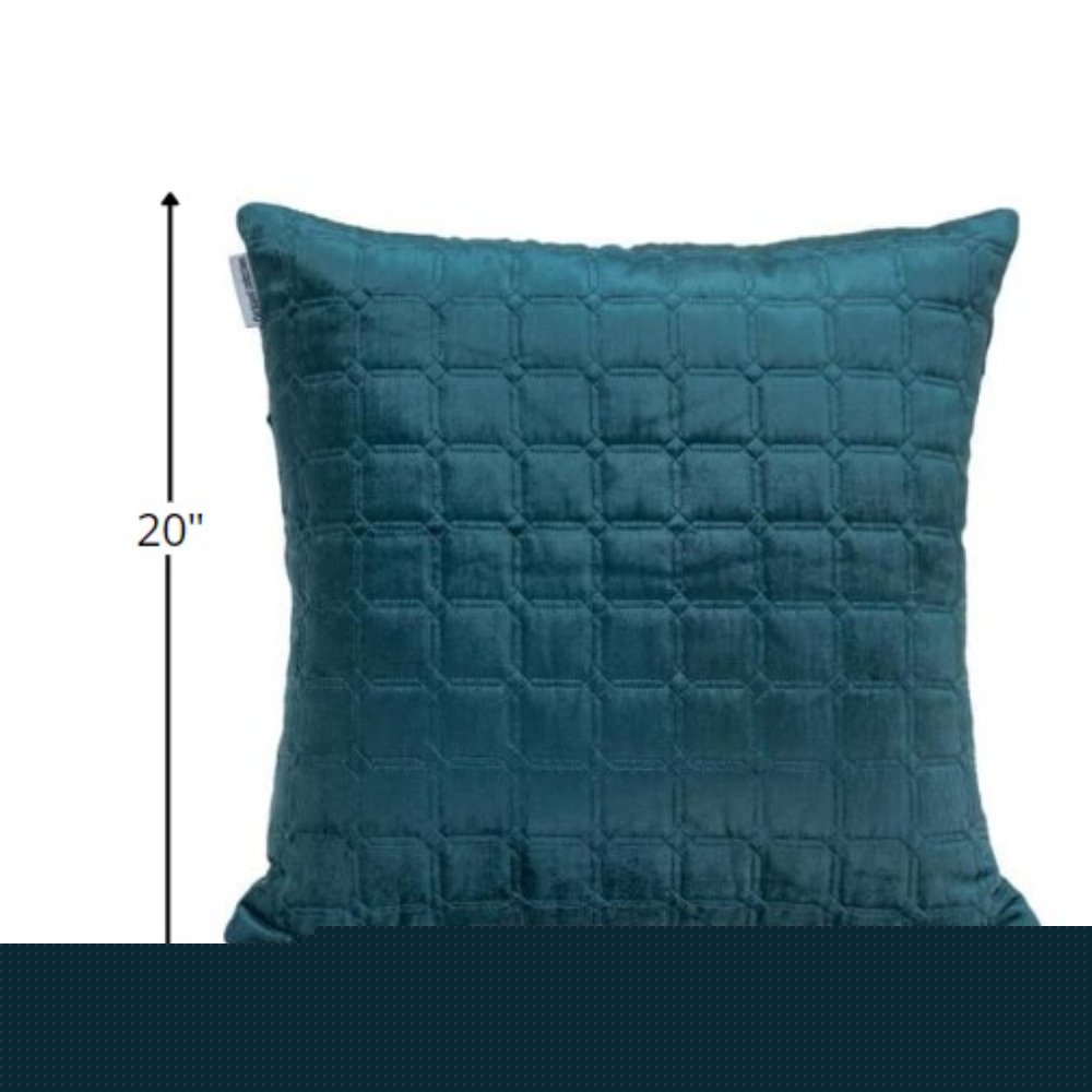 20" Teal Cotton Blend Throw Pillow