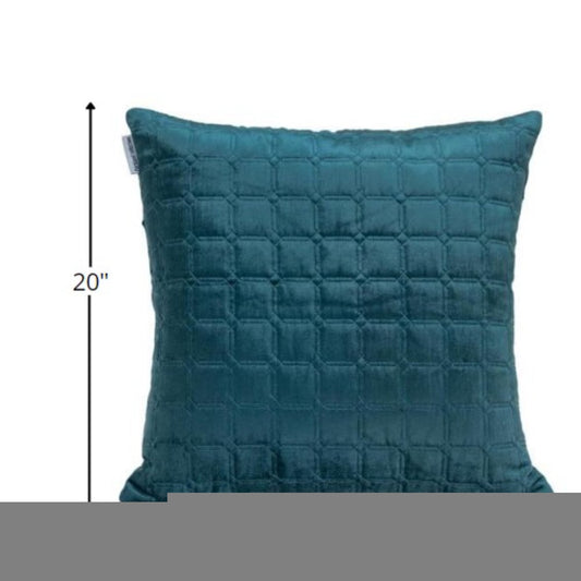 20" Teal Cotton Blend Throw Pillow