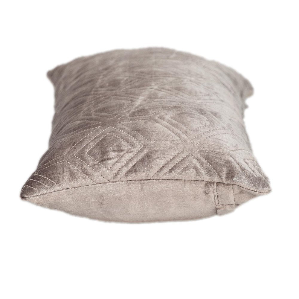 12" X 24" Taupe Lumbar Geometric Diamonds Cotton Blend Throw Pillow