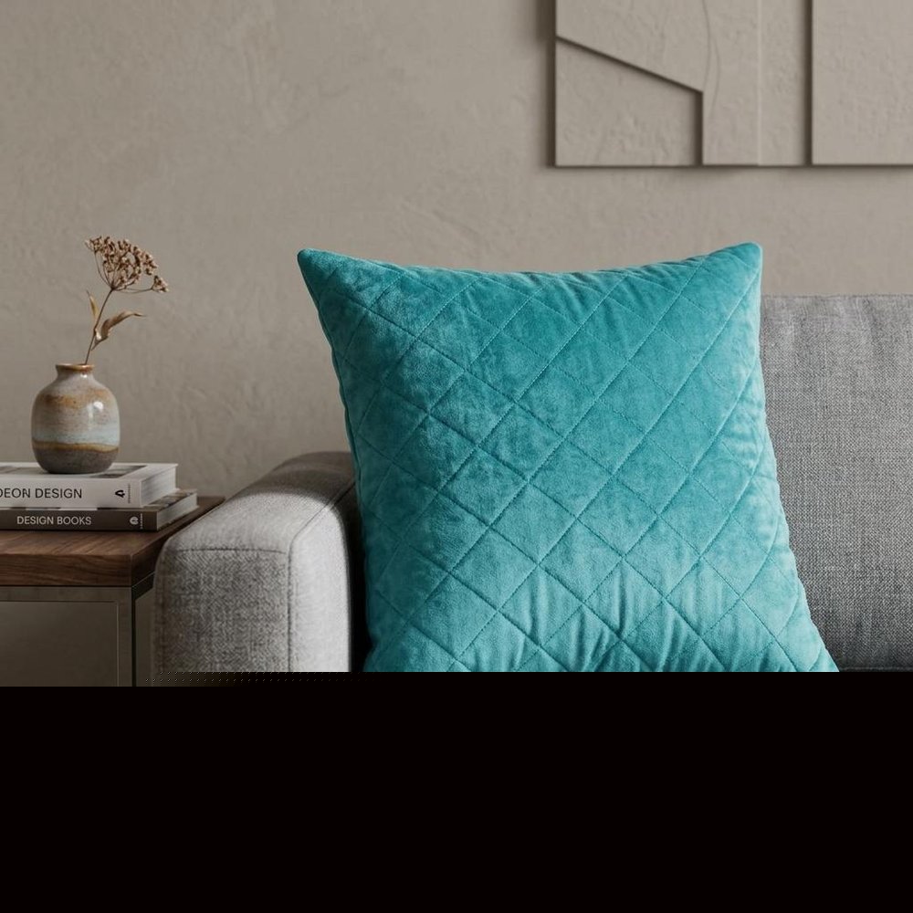 Tufted Diamond Aqua Transitional Square Pillow