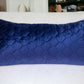 Blue Tufted Velvet Quilted Lumbar Throw Pillow