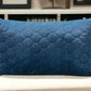 Navy Blue Tufted Velvet Quilted Lumbar Throw Pillow