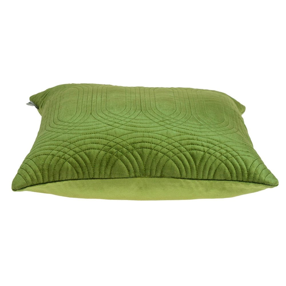 Quilted Velvet Olive Square Throw Pillow