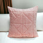 Pink Chunky Geo Stitched Velvet Decorative Throw Pillow