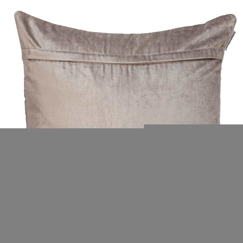 20" Taupe Cotton Blend Throw Pillow