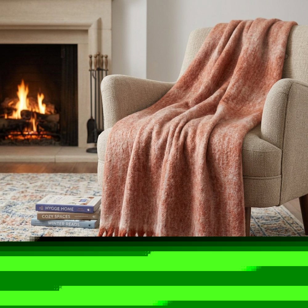 67" X 52" Red Knitted Acrylic Throw Blanket