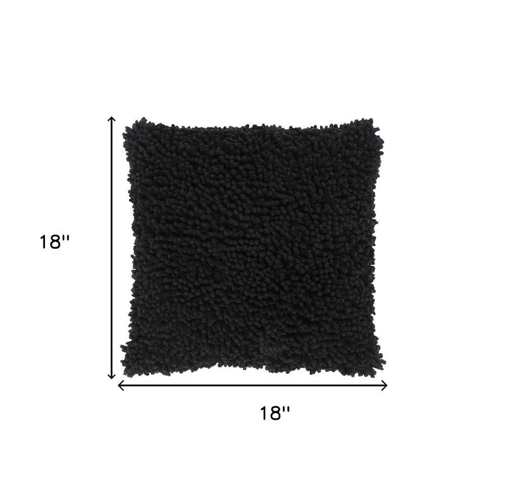 18" Black Cotton Throw Pillow