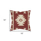 18" Red and Beige Cotton Throw Pillow