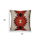 18" Orange and Ivory Cotton Throw Pillow
