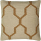 18" Natural And Gold Quatrefoil Cotton Throw Pillow