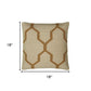 18" Natural And Gold Quatrefoil Cotton Throw Pillow