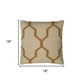 18" Natural And Gold Quatrefoil Cotton Throw Pillow