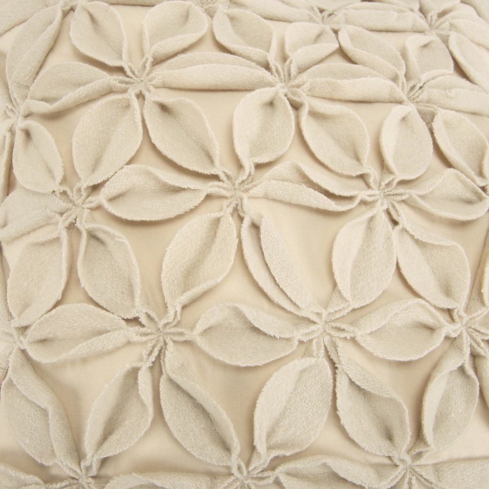 Cream Pinwheel Floral Petal Down Filled Throw Pillow