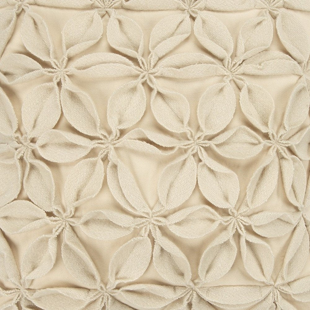 Cream Pinwheel Floral Petal Down Filled Throw Pillow