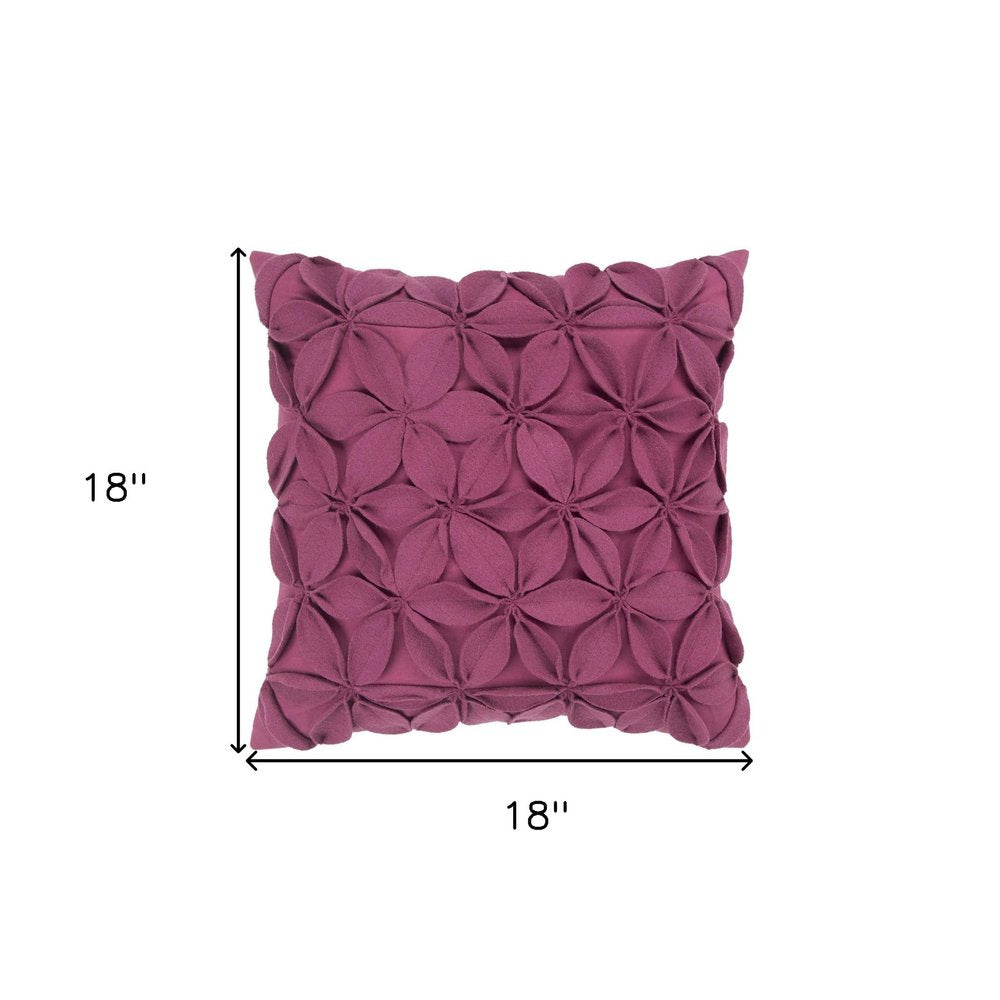 Cream Pinwheel Floral Petal Down Filled Throw Pillow