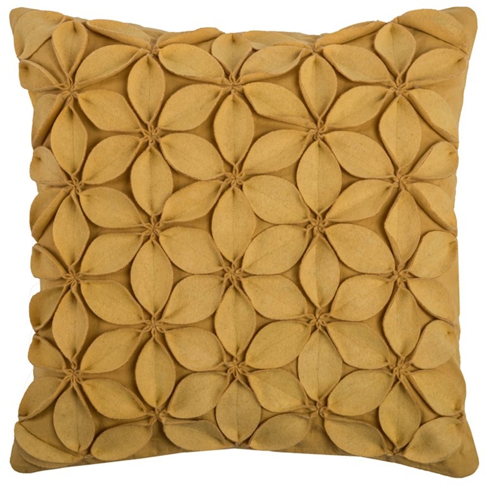 Cream Pinwheel Floral Petal Down Filled Throw Pillow