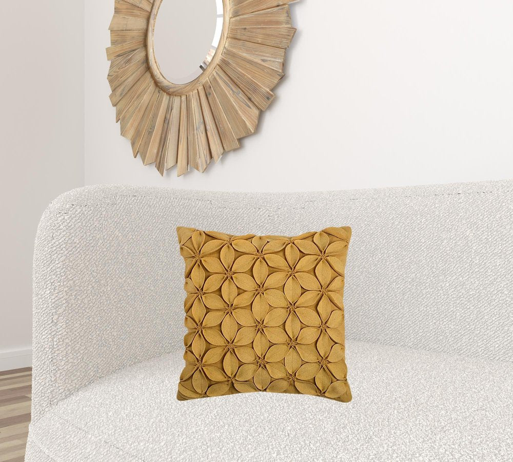 Cream Pinwheel Floral Petal Down Filled Throw Pillow