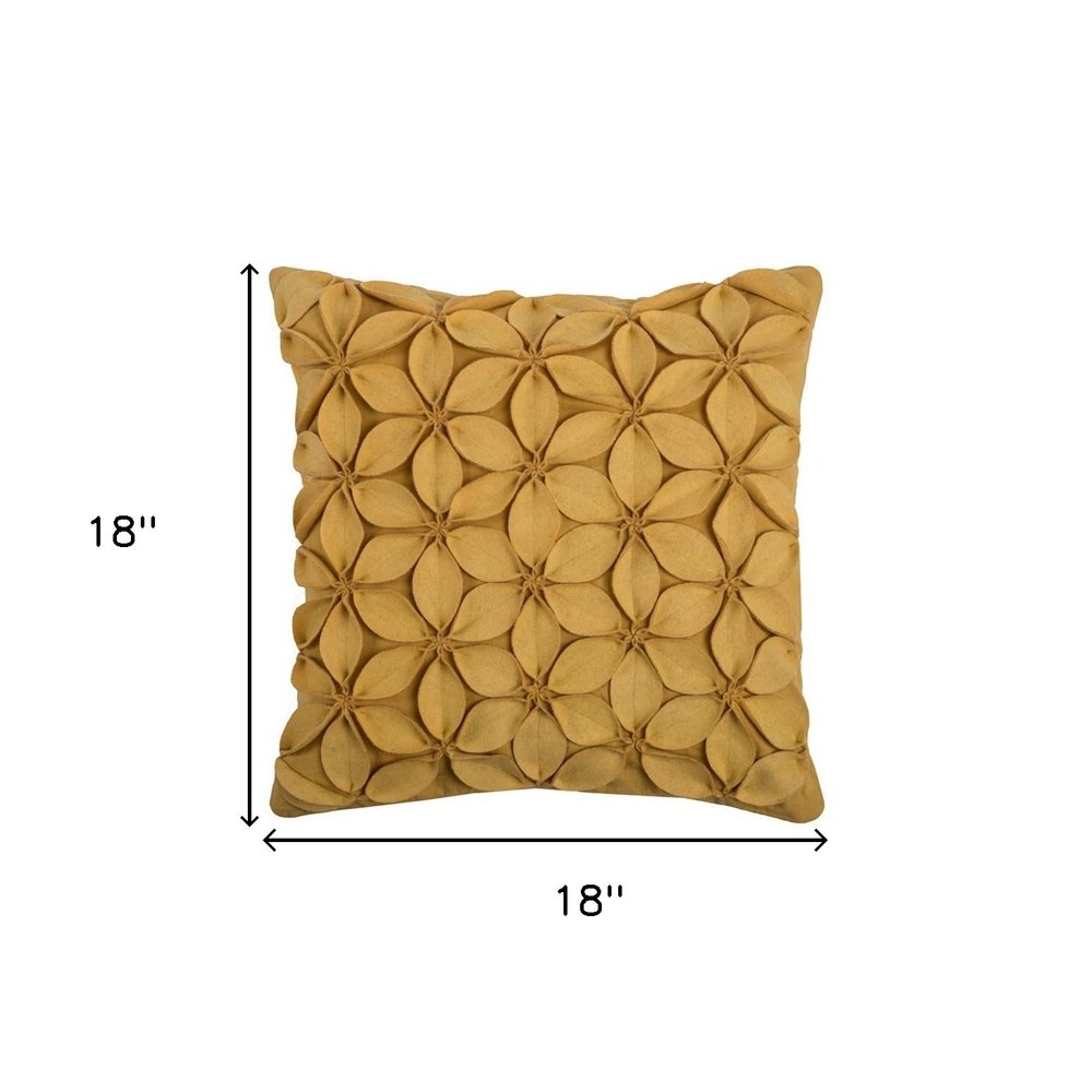 Cream Pinwheel Floral Petal Down Filled Throw Pillow