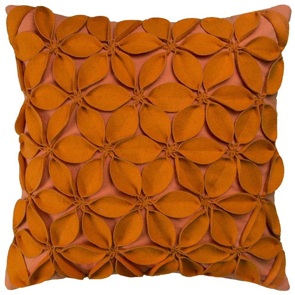 Cream Pinwheel Floral Petal Down Filled Throw Pillow