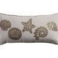 11" X 21" Beige and Khaki Seashells Cotton Throw Pillow with Embroidery