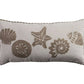 11" X 21" Beige and Khaki Seashells Cotton Throw Pillow with Embroidery