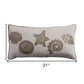 11" X 21" Beige and Khaki Seashells Cotton Throw Pillow with Embroidery