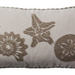 11" X 21" Beige and Khaki Seashells Cotton Throw Pillow with Embroidery