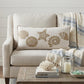 11" X 21" Beige and Khaki Seashells Cotton Throw Pillow with Embroidery