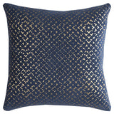20" Blue and Gold Geometric Cotton Throw Pillow