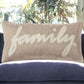 21" X 11" Tan Cotton Blend Zippered Pillow With Applique