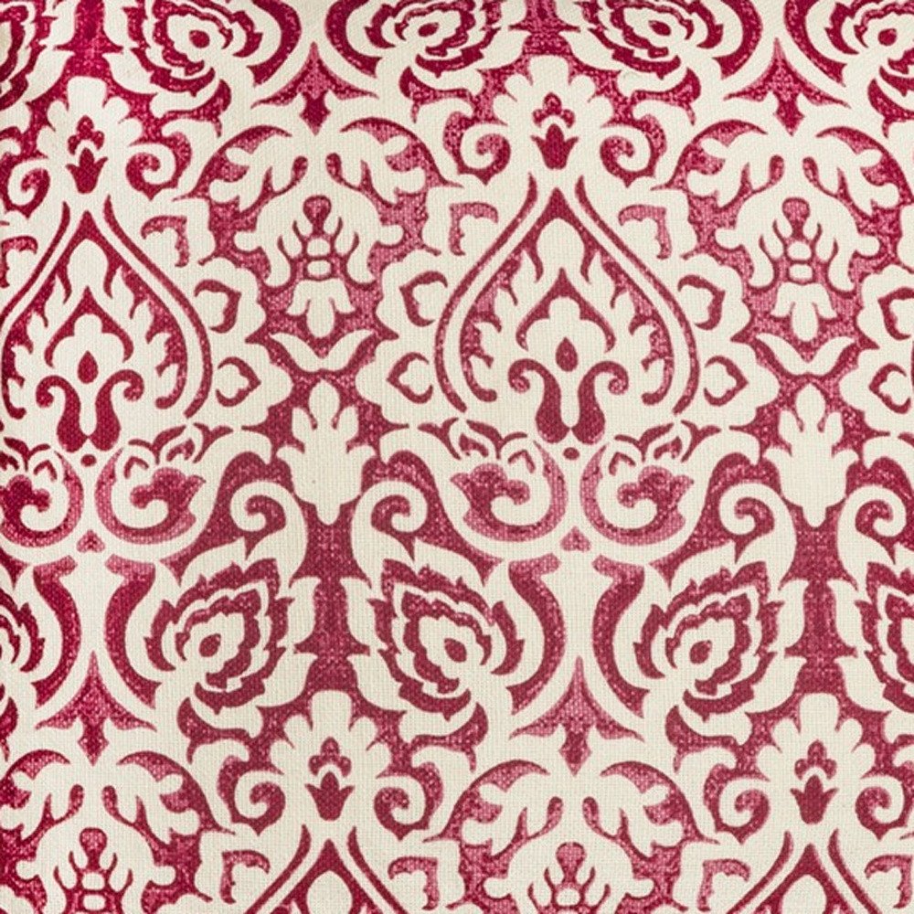 22" Blue And Natural Damask Cotton Throw Pillow