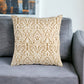 22" Blue And Natural Damask Cotton Throw Pillow